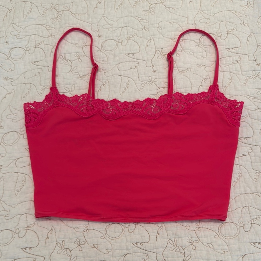 Skims Pink Lace Trim Cami Top